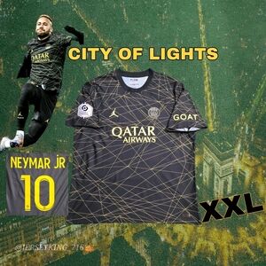 Jordan X PSG Neymar Jr #10 2022/2023 Fourth Black And Yellow Soccer Jersey Ligue